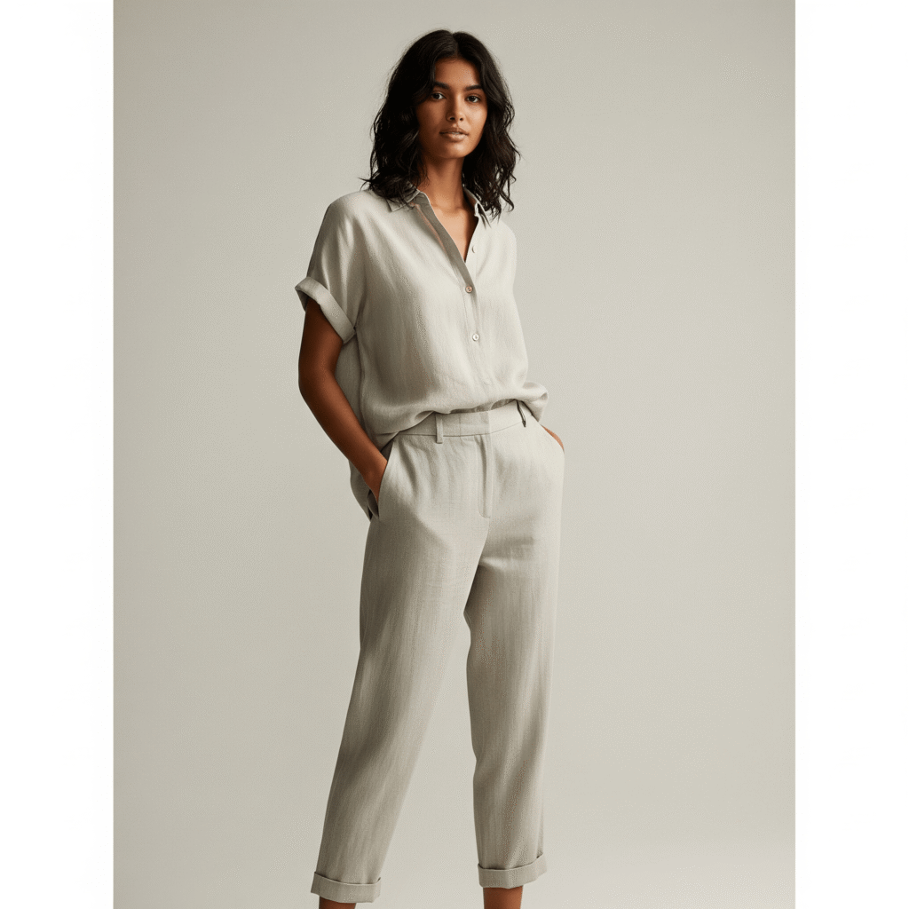 Light gray linen pants from Anthropologie